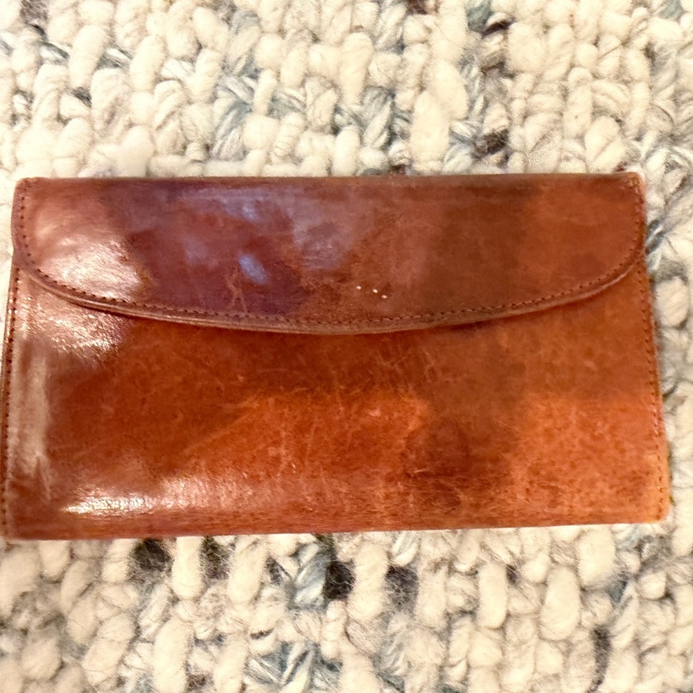 Vintage Coach Brown Leather Envelope Clutch